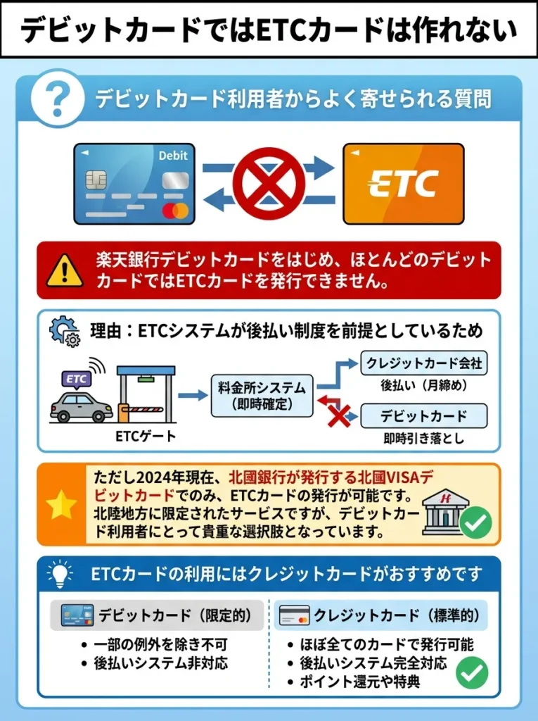 デビットカードではETCカードは作れない