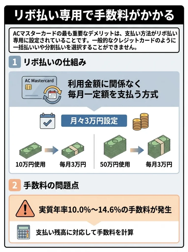 リボ払い専用で手数料がかかる