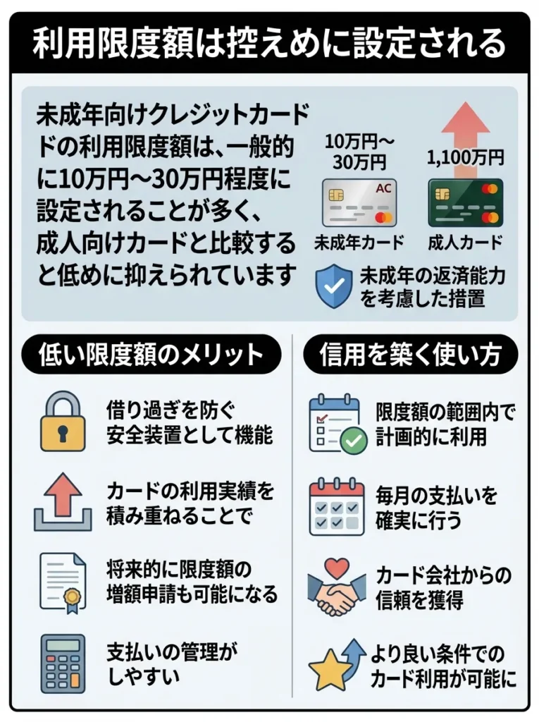 利用限度額は控えめに設定される