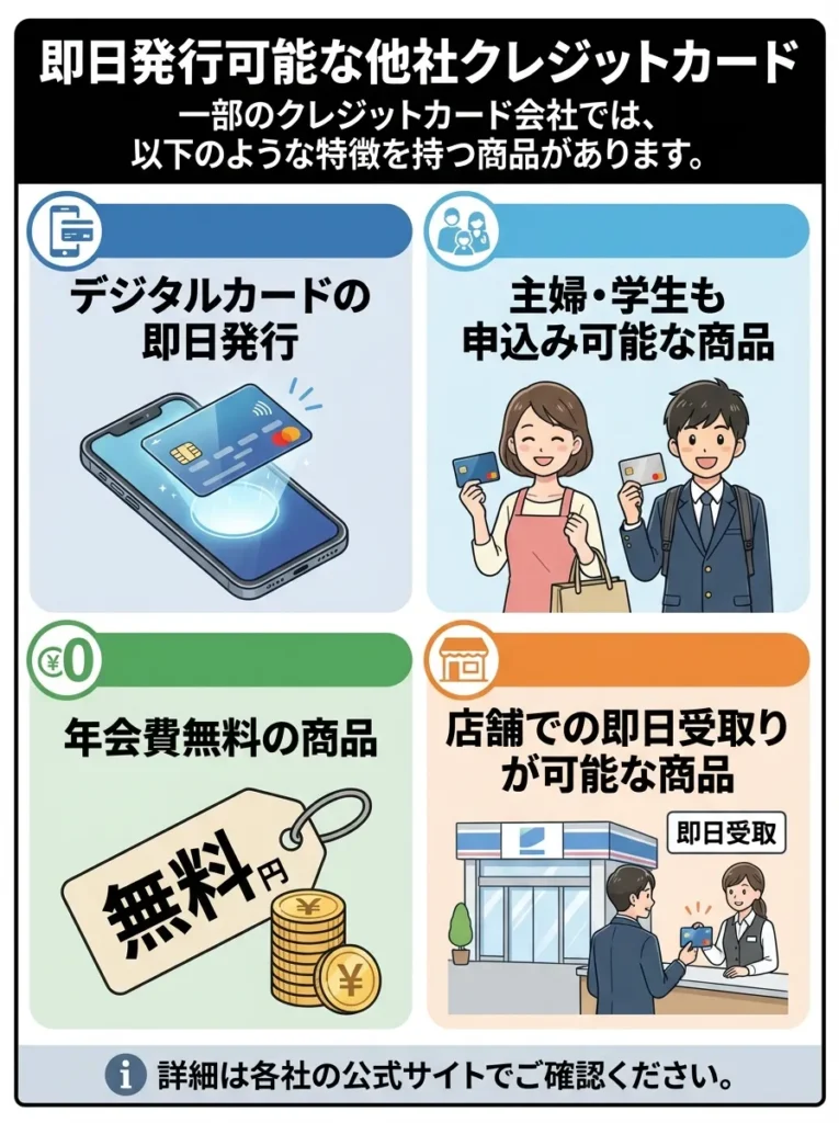 即日発行可能な他社クレジットカード