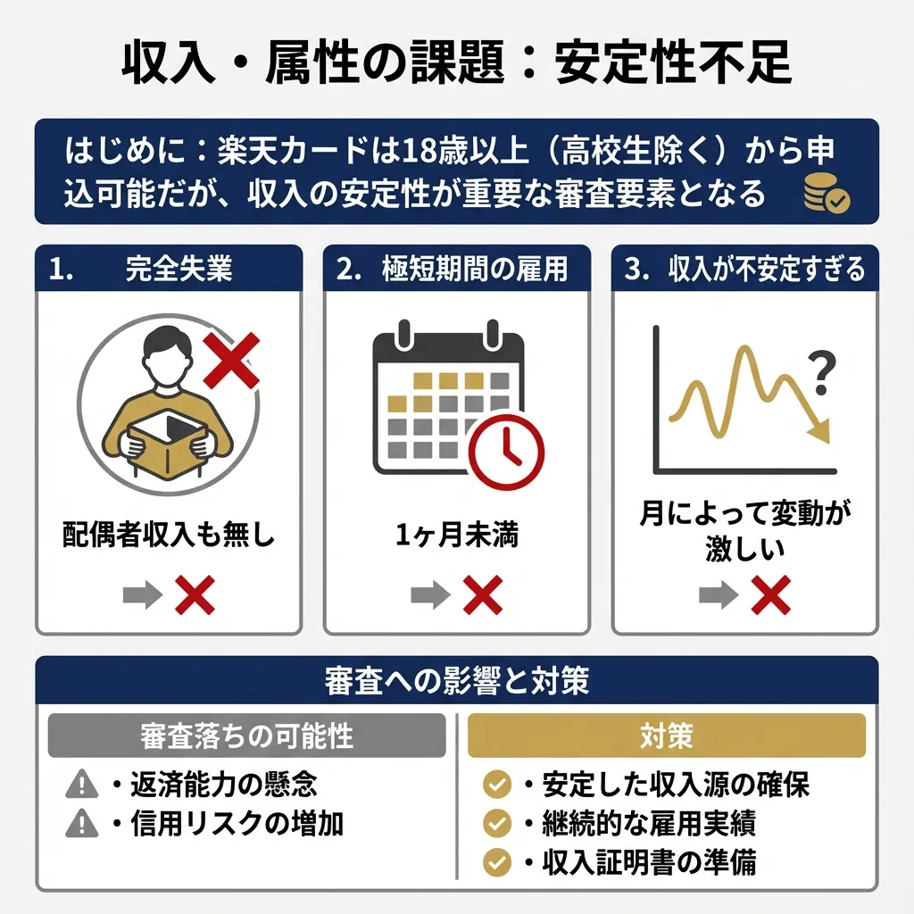 収入・属性の問題：安定性の欠如