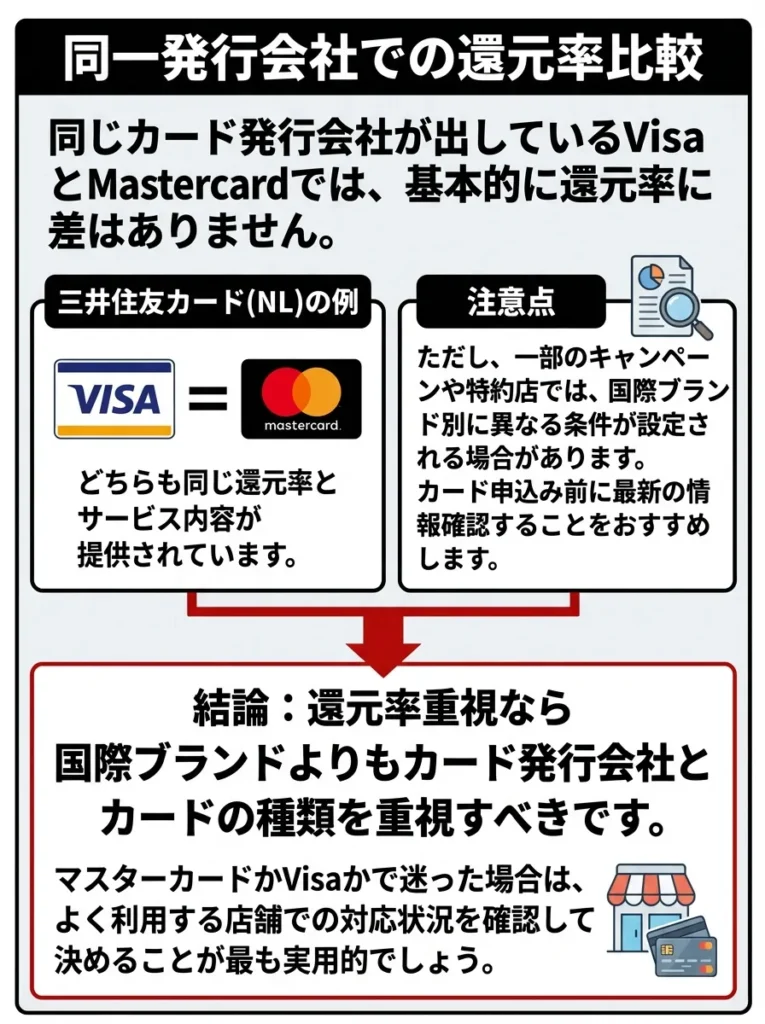 同一発行会社での還元率比較