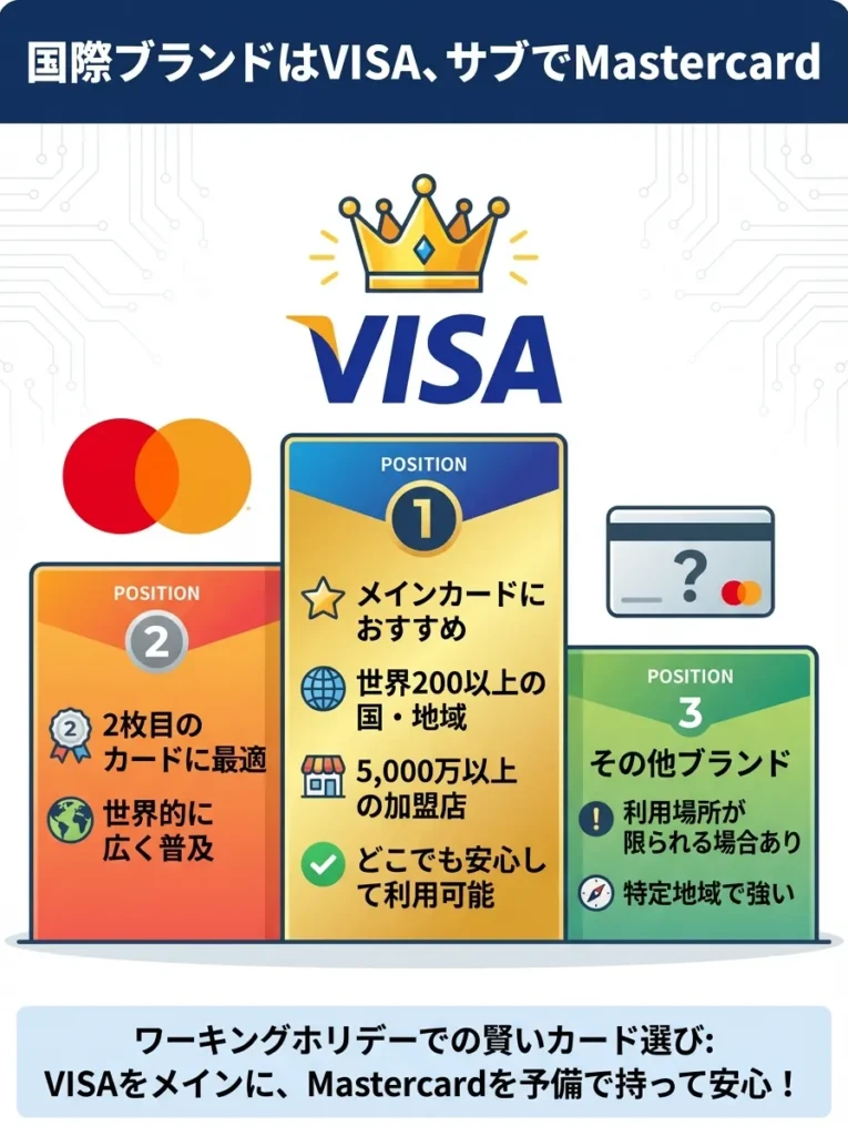 国際ブランドはVISA、サブでMastercard