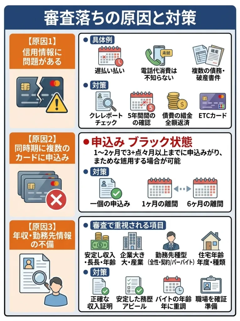 審査落ちの原因と対策