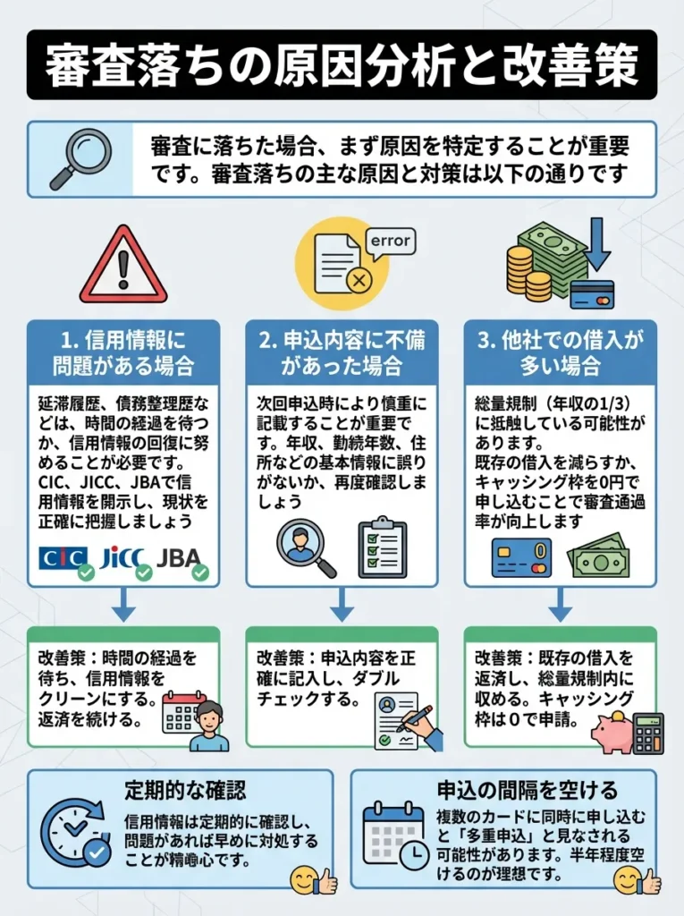 審査落ちの原因分析と改善策