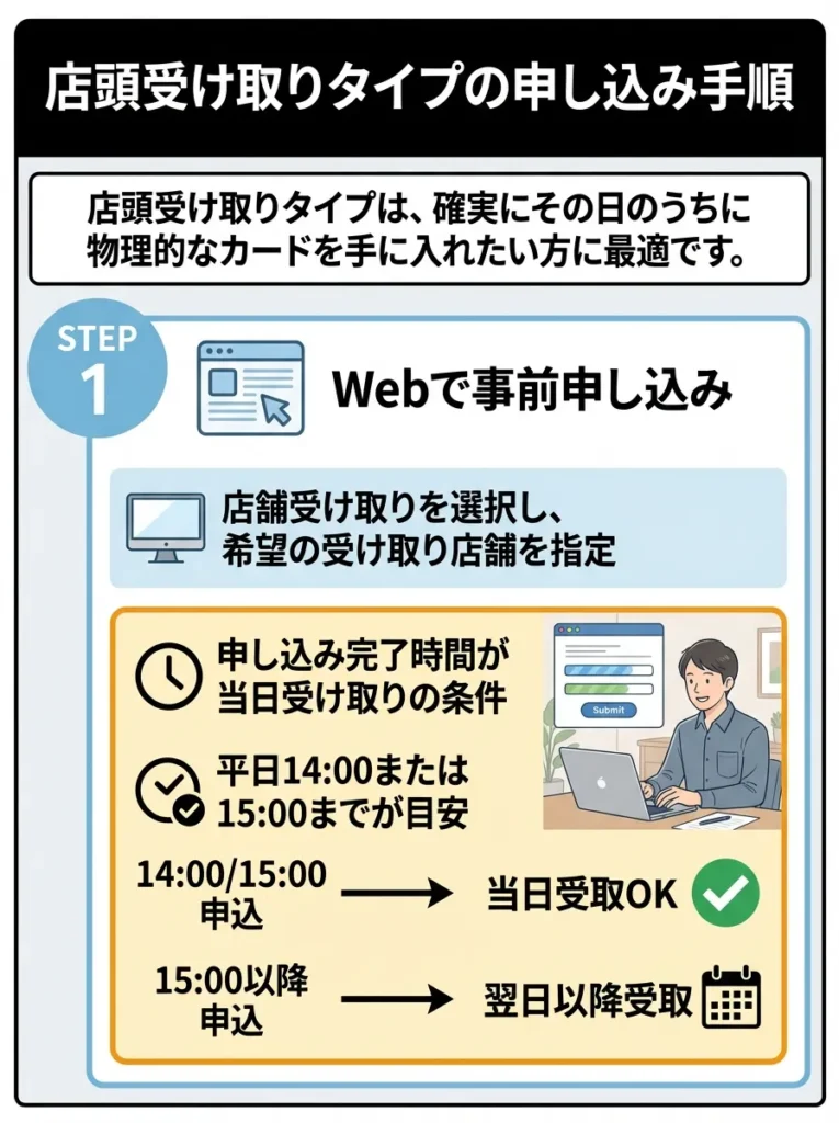 店頭受け取りタイプの申し込み手順