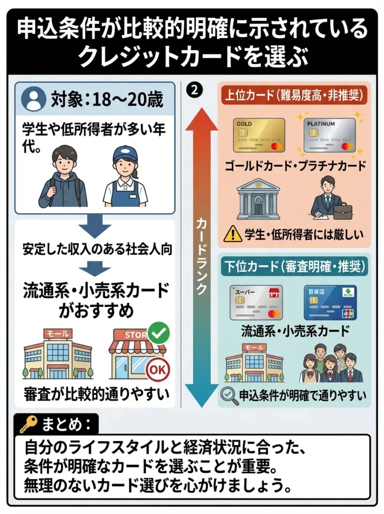 申込条件が比較的明確に示されているクレジットカードを選ぶ
