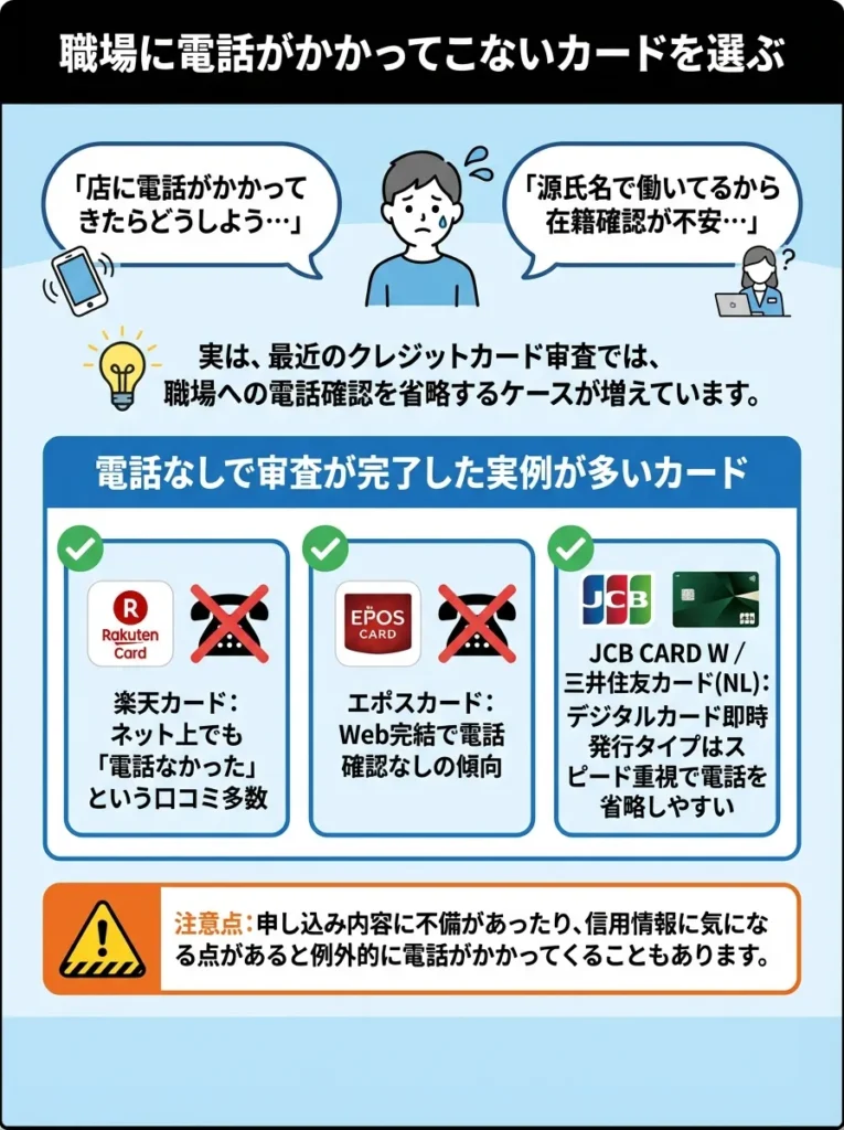 職場に電話がかかってこないカードを選ぶ