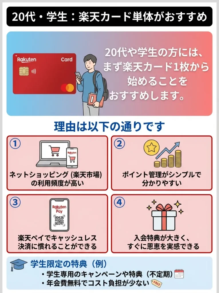 20代・学生：楽天カード単体がおすすめ