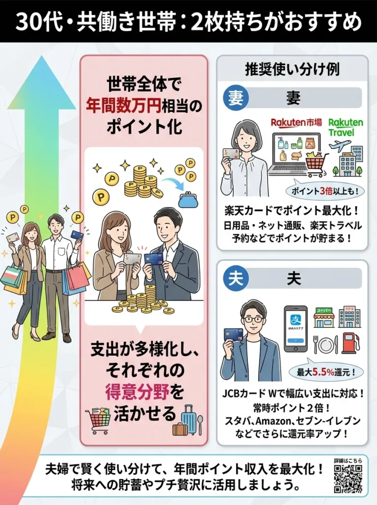 30代・共働き世帯：2枚持ちがおすすめ