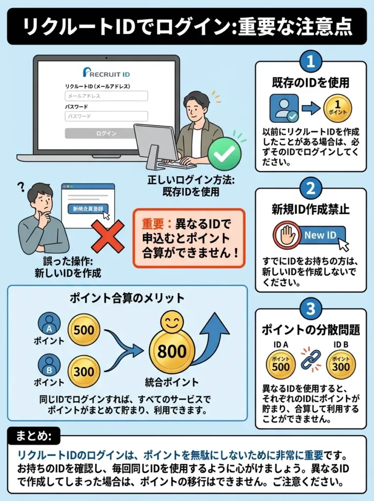 リクルートIDでログイン