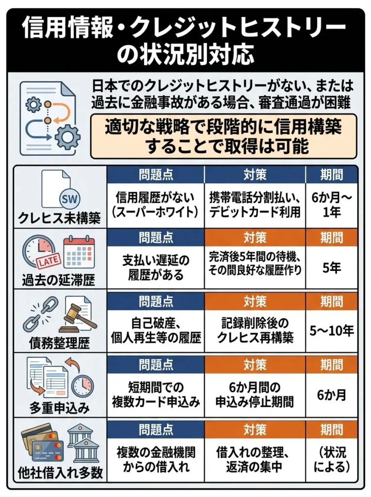 信用情報・クレジットヒストリーの状況別対応