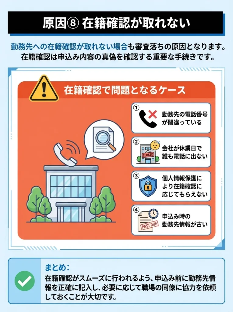 原因⑧ 在籍確認が取れない