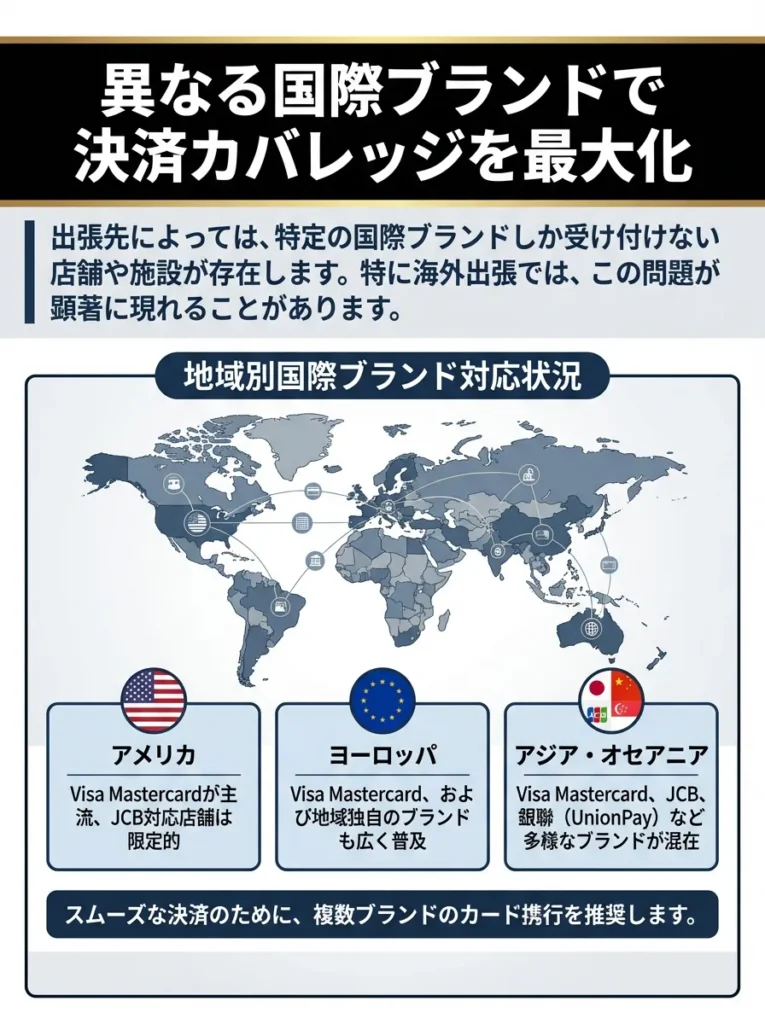 異なる国際ブランドで決済範囲を最大化
