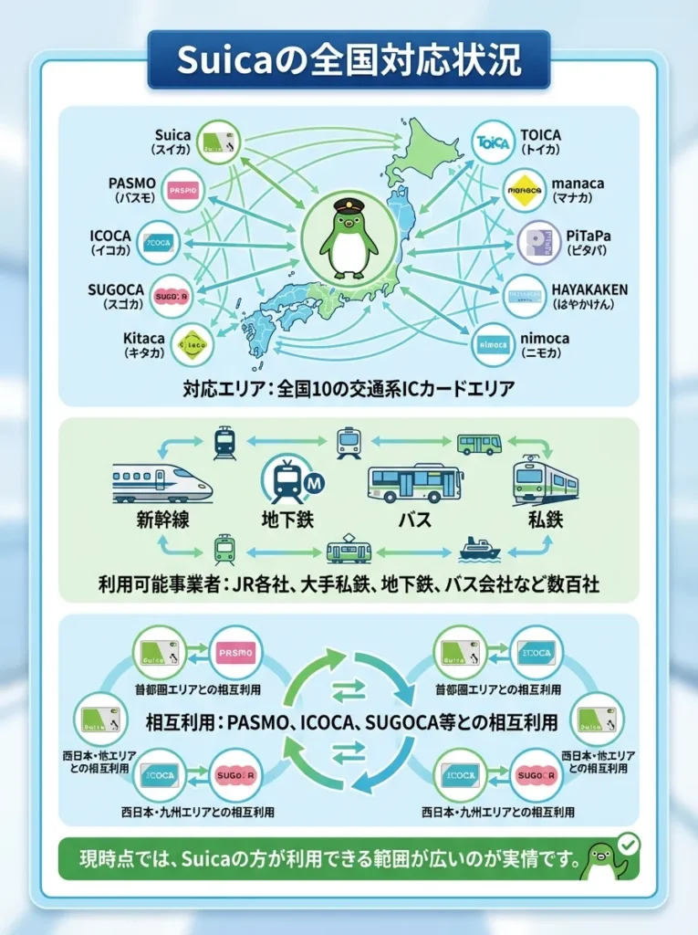 Suicaの全国対応状況