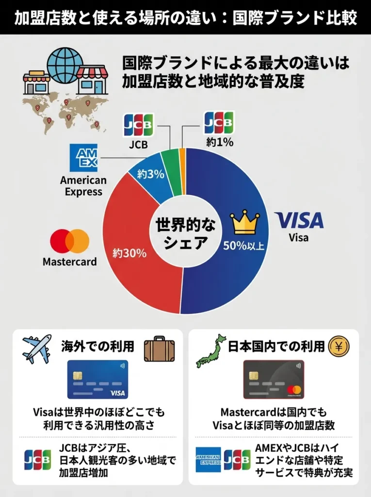 加盟店数と使える場所の違い