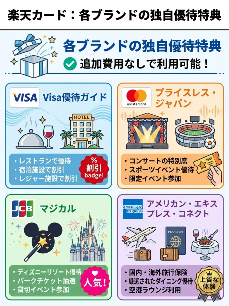 各ブランドの独自優待特典