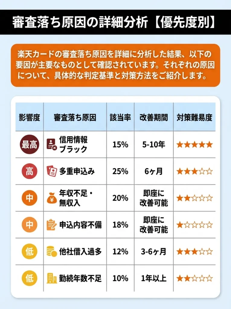 審査落ち原因の詳細分析【優先度別】