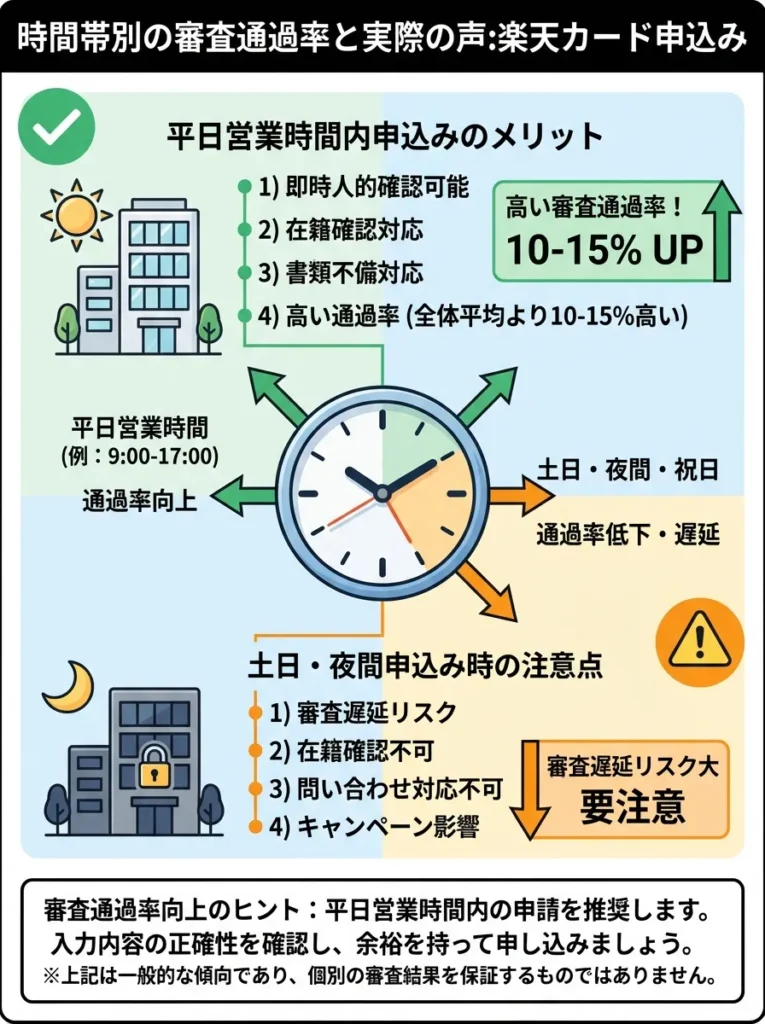 時間帯別の審査通過率と実際の声