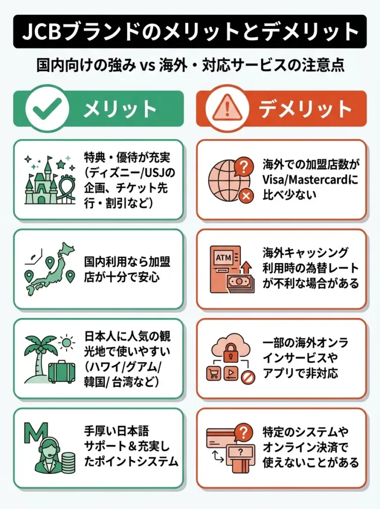 JCBブランドのメリットとデメリット