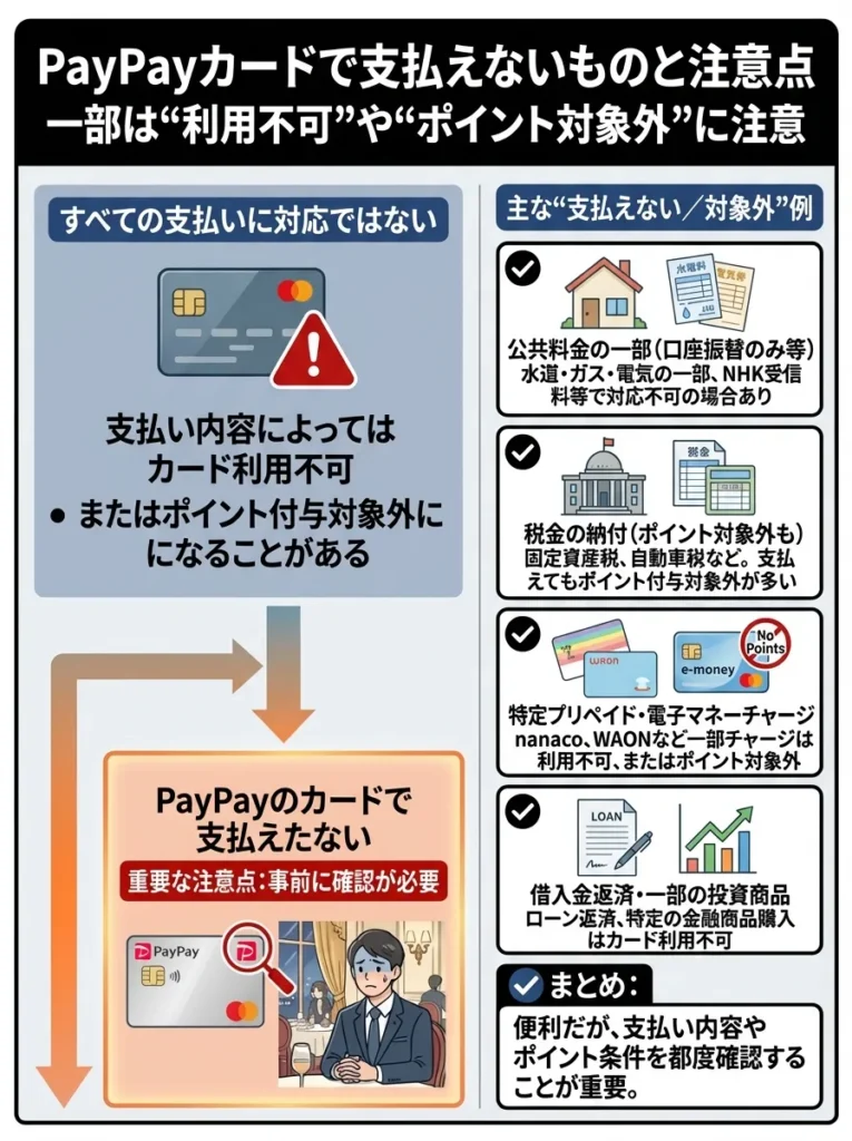 PayPayカードで支払えないものと注意点
