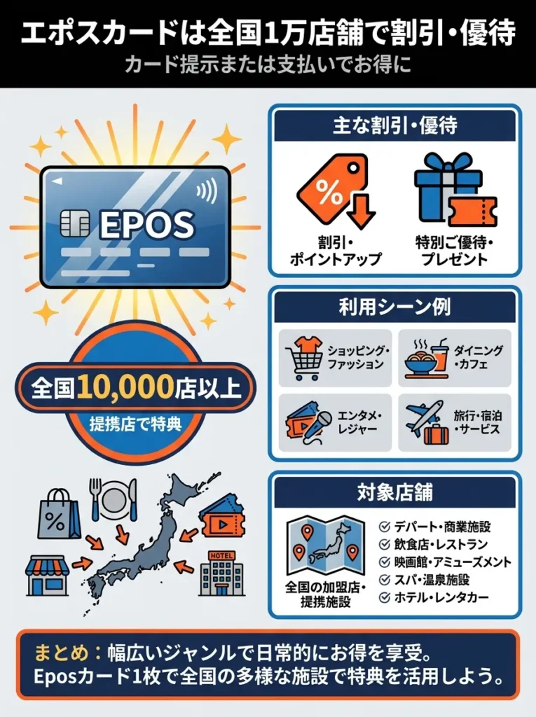 エポスカードは全国1万店舗で割引・優待