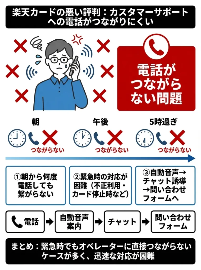 カスタマーサポートへの電話がつながりにくい