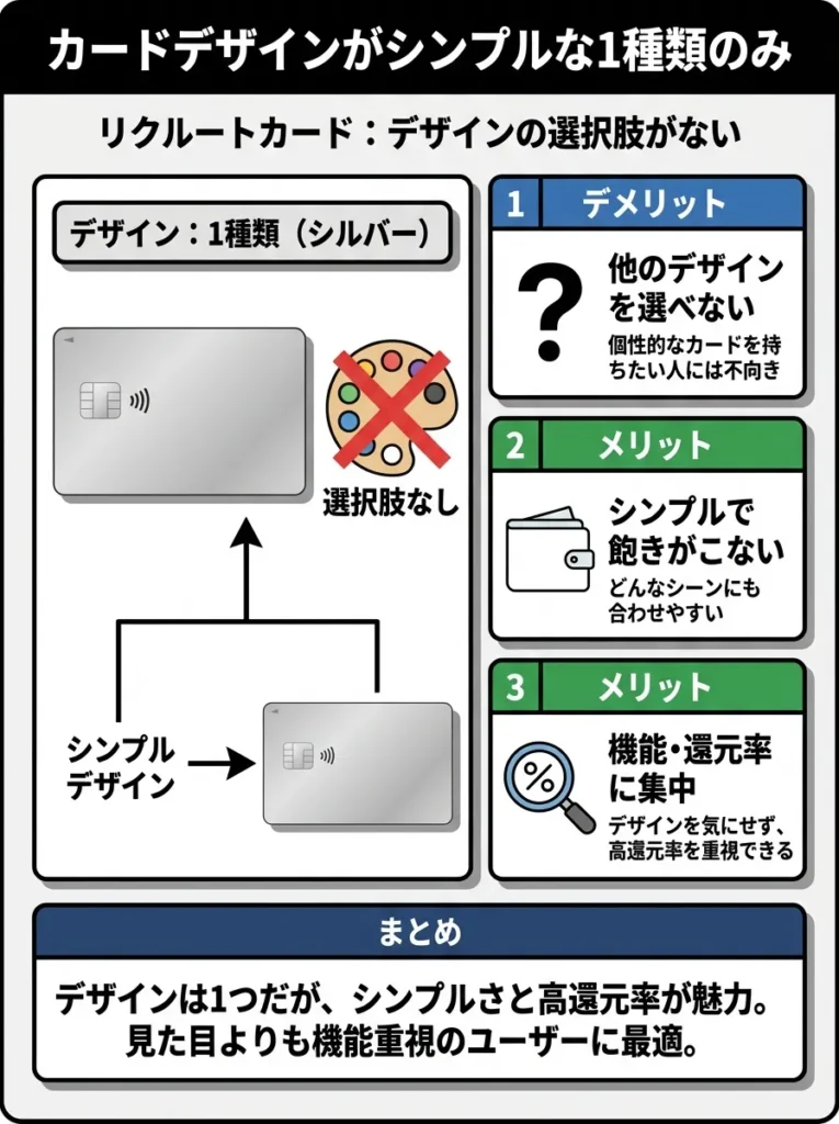 カードデザインがシンプルな1種類のみで選択肢がない