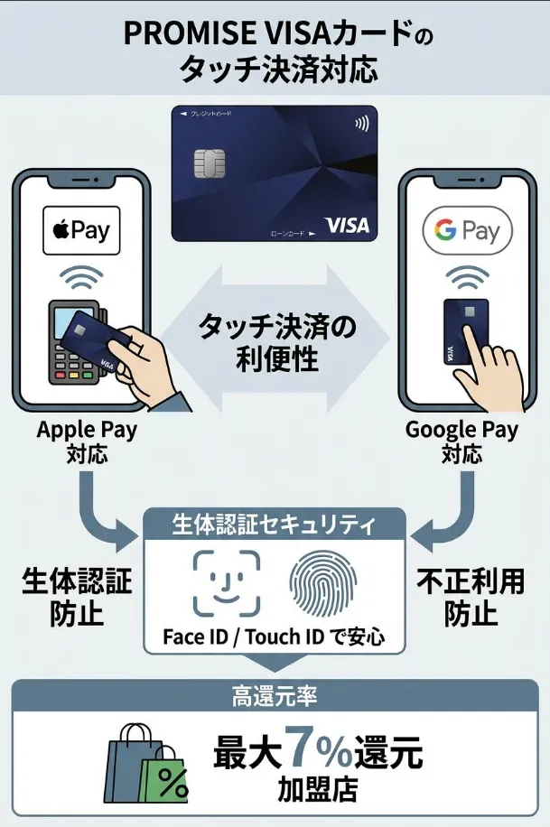 Apple PayやGoogle Payに登録しておけば、コンビニやスーパー、飲食店などでのタッチ決済が非常にスムーズになります。レジでスマートフォンをかざすだけで決済が完了するため、小銭を探す手間もなく、スピーディーに会計を済ませることができます。