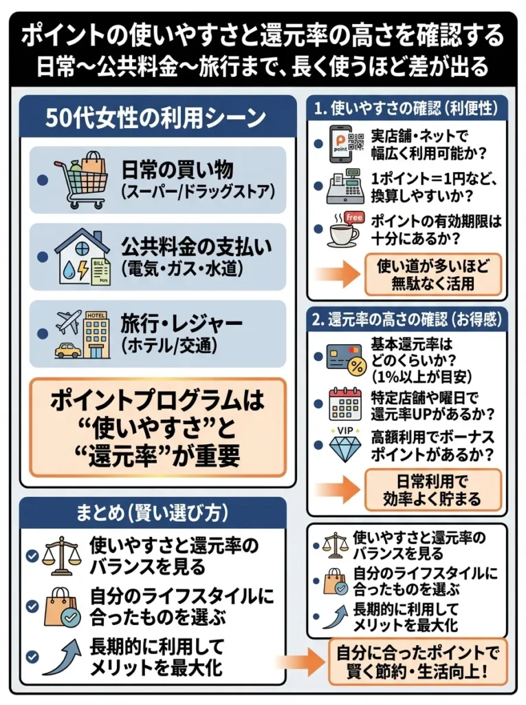 ポイントの使いやすさと還元率の高さを確認する