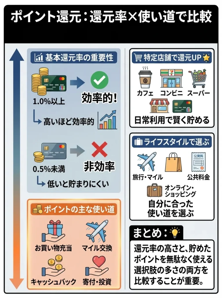 ポイント還元率と使い道の豊富さを比較する