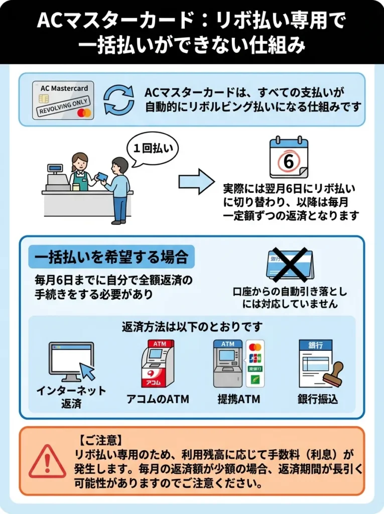 リボ払い専用で一括払いができない仕組み