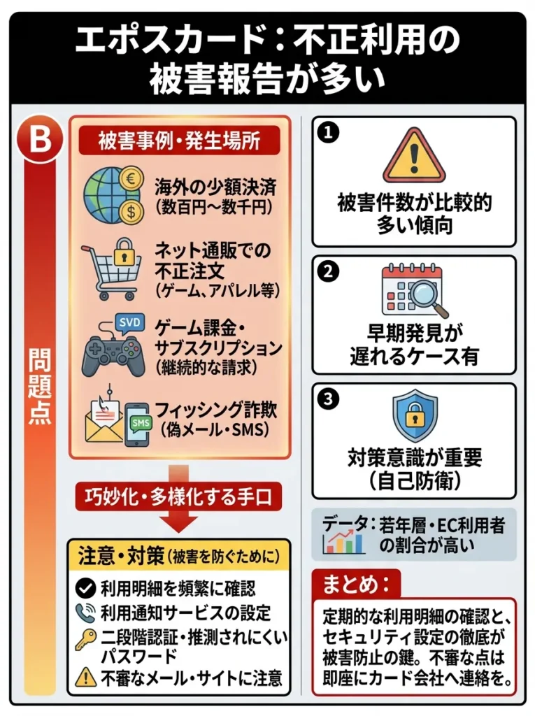 不正利用の被害報告が多い