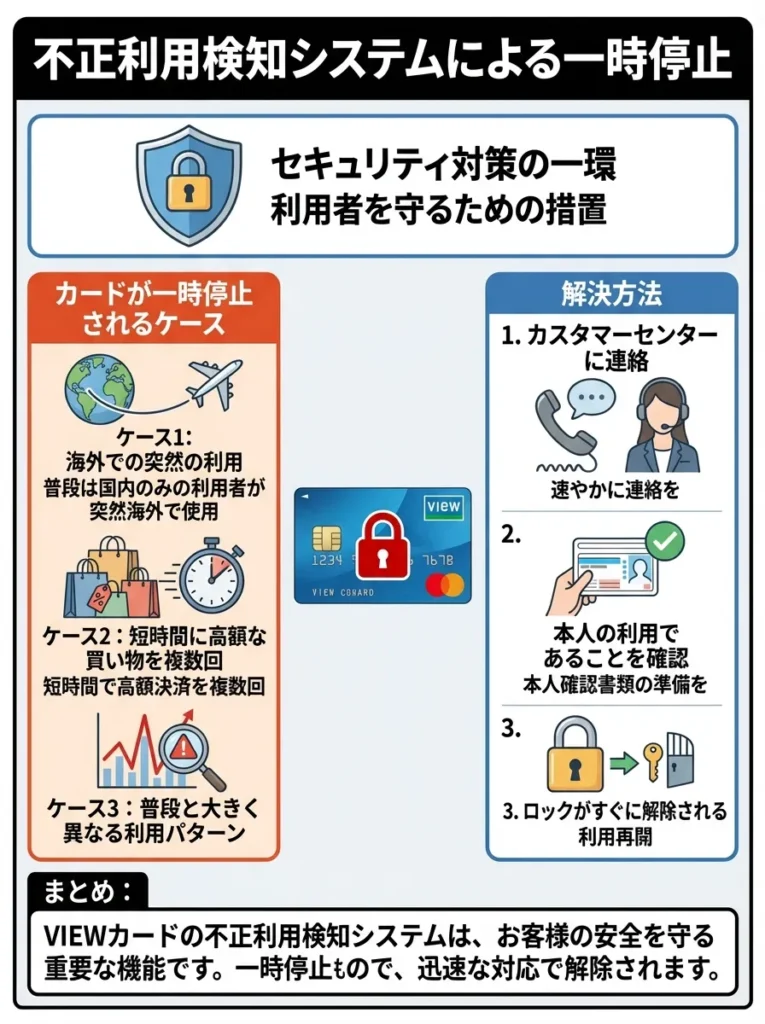 不正利用検知システムによる一時停止