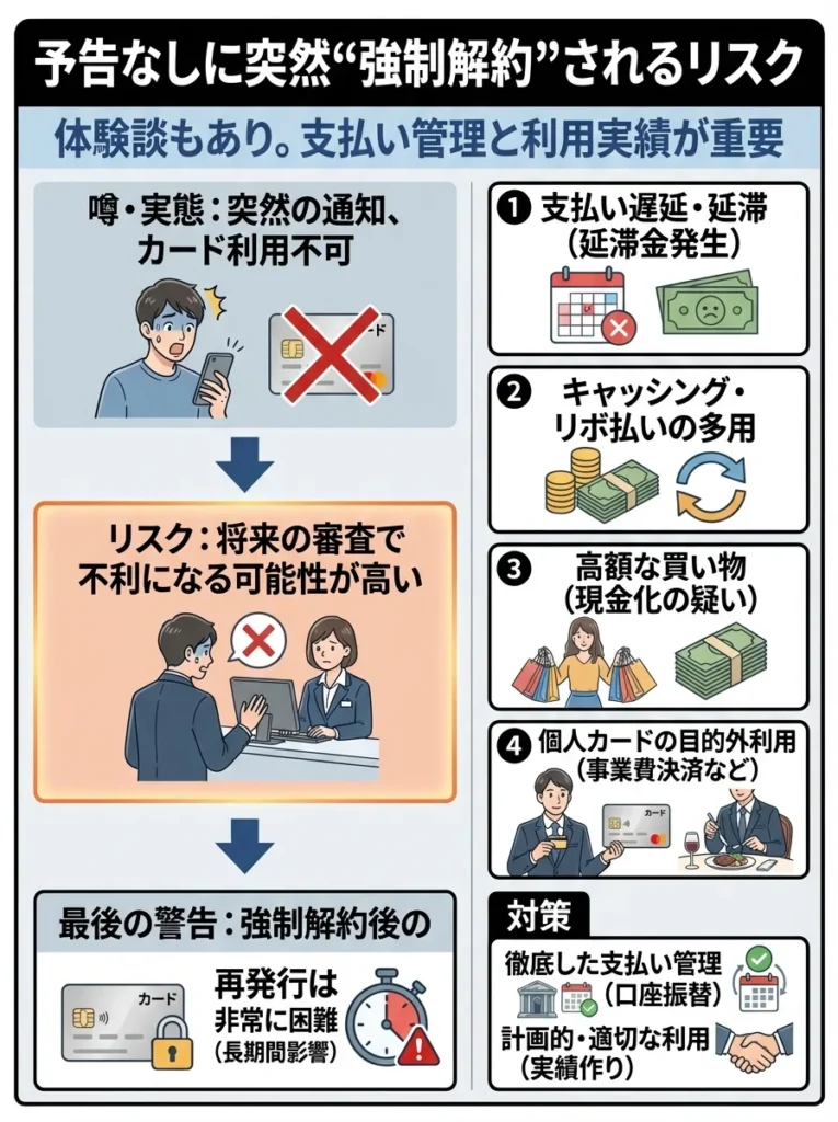 予告なしに突然強制解約されるリスク