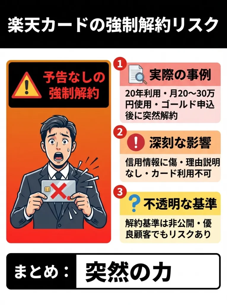 予告なしの強制解約リスクがある