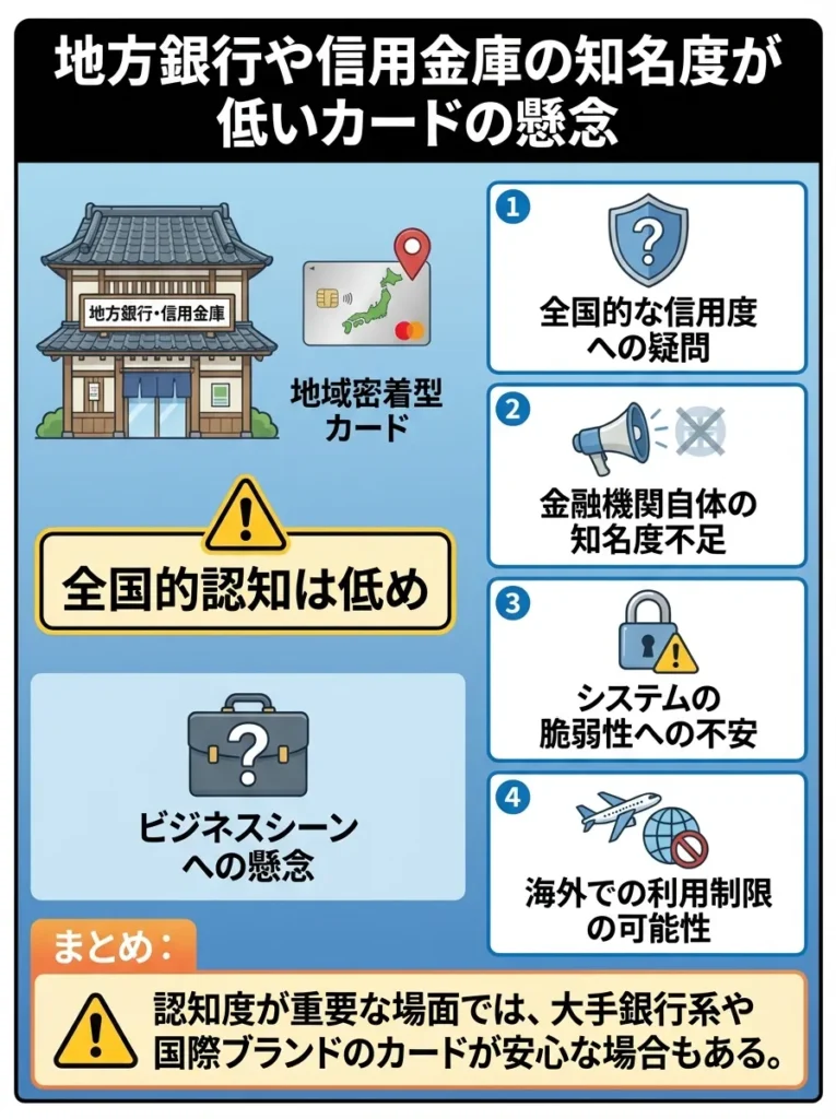 地方銀行や信用金庫の知名度が低いカード