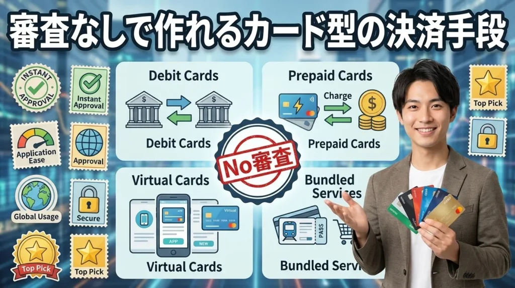 審査なしで作れるカード型決済手段の4種類