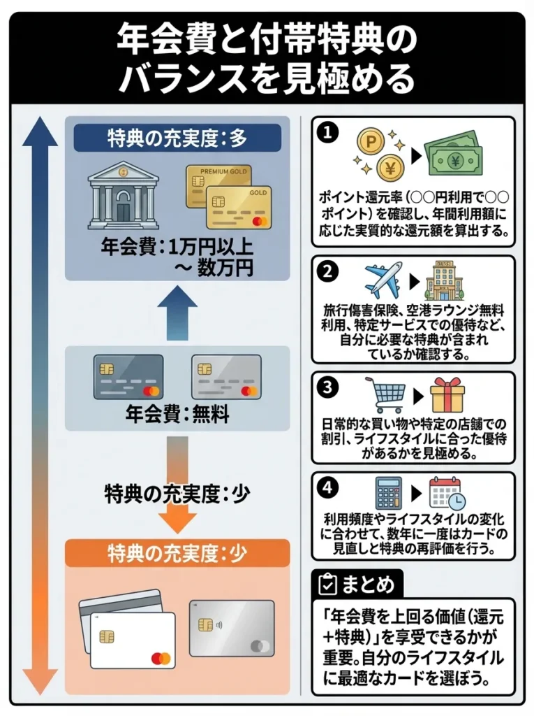 年会費と付帯特典のバランスを見極める