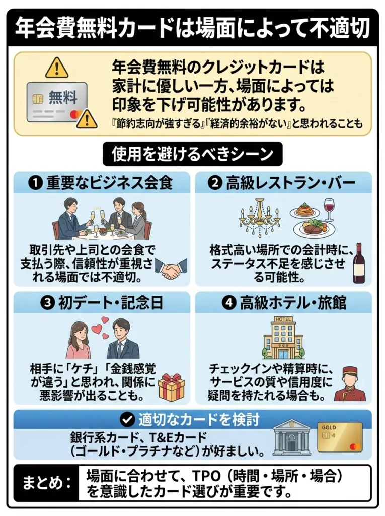 年会費無料カードは場面によって不適切