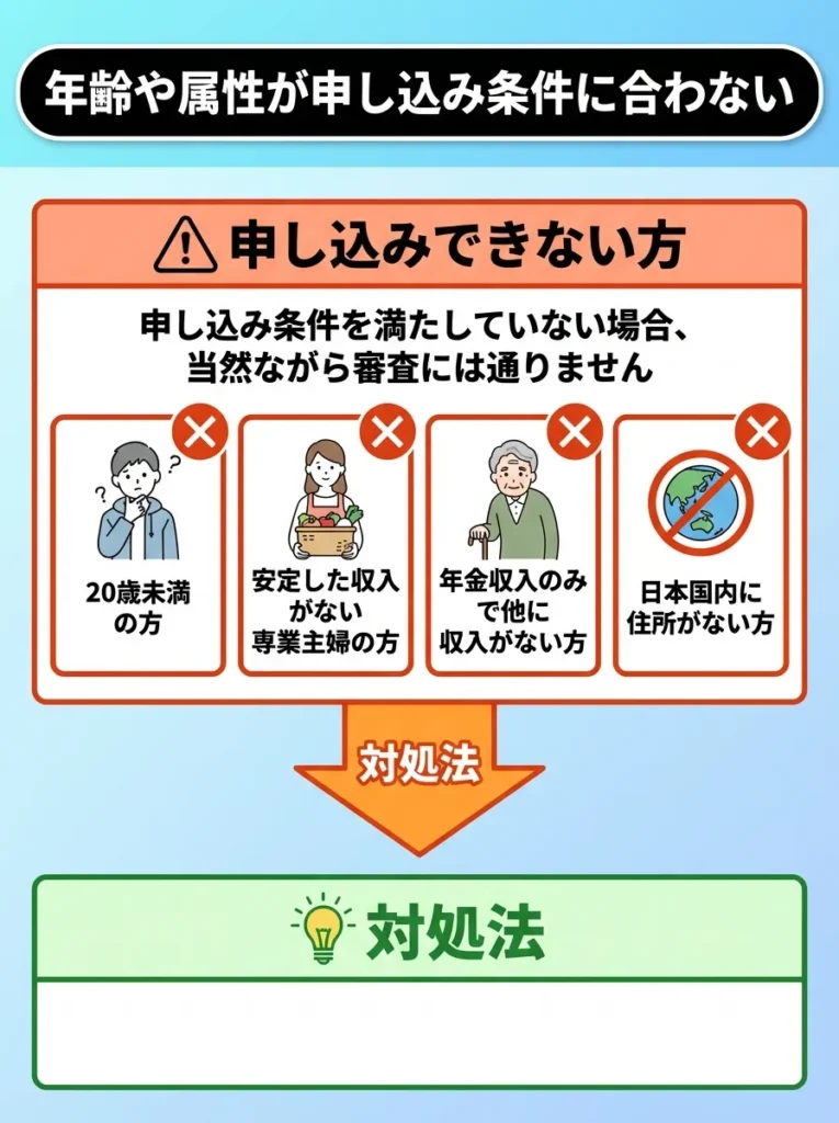 年齢や属性が申し込み条件に合わない