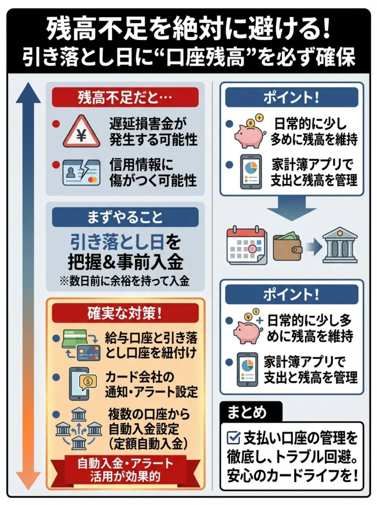 引き落とし口座の残高不足を絶対に避ける