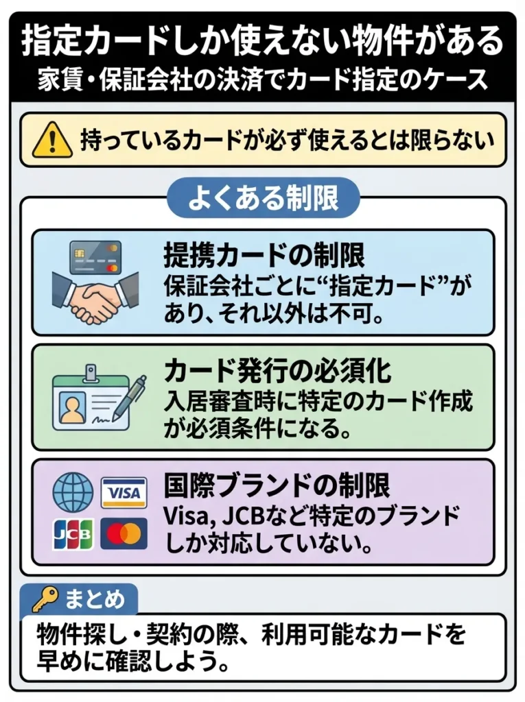 指定されたクレジットカードしか使えない場合がある