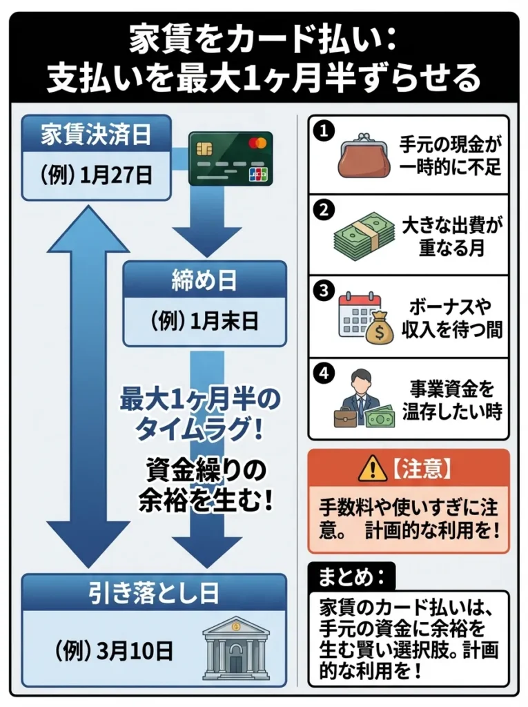 支払いタイミングを最大1ヶ月半ずらせる資金繰りのメリット
