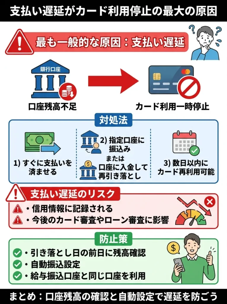 支払い遅延がカード利用停止の最大の原因