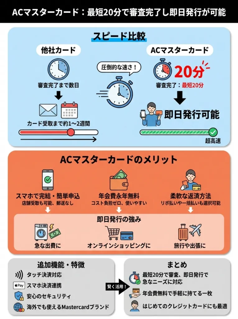 最短20分で審査完了し即日発行が可能