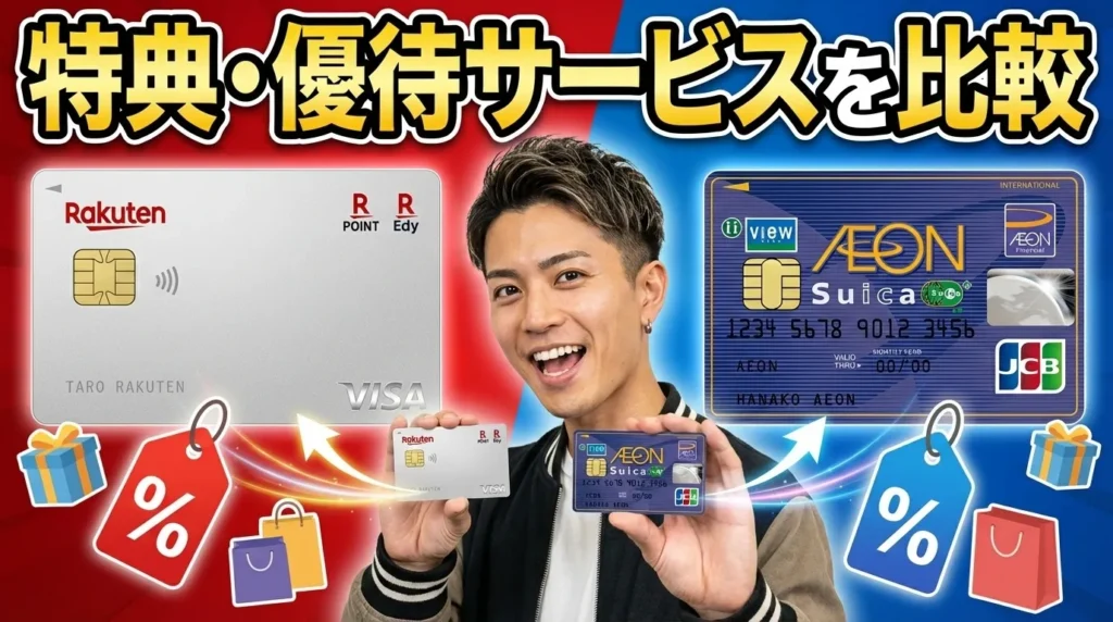 楽天カードとイオンカードの特典・優待サービス比較