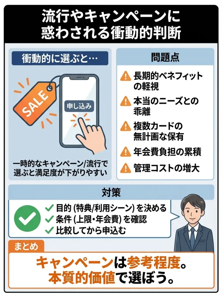 流行やキャンペーンに惑わされる衝動的判断