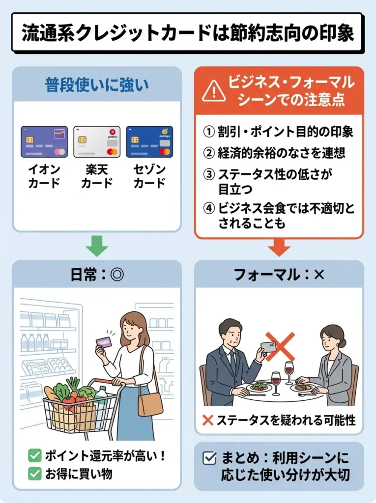 流通系クレジットカードは節約志向の印象