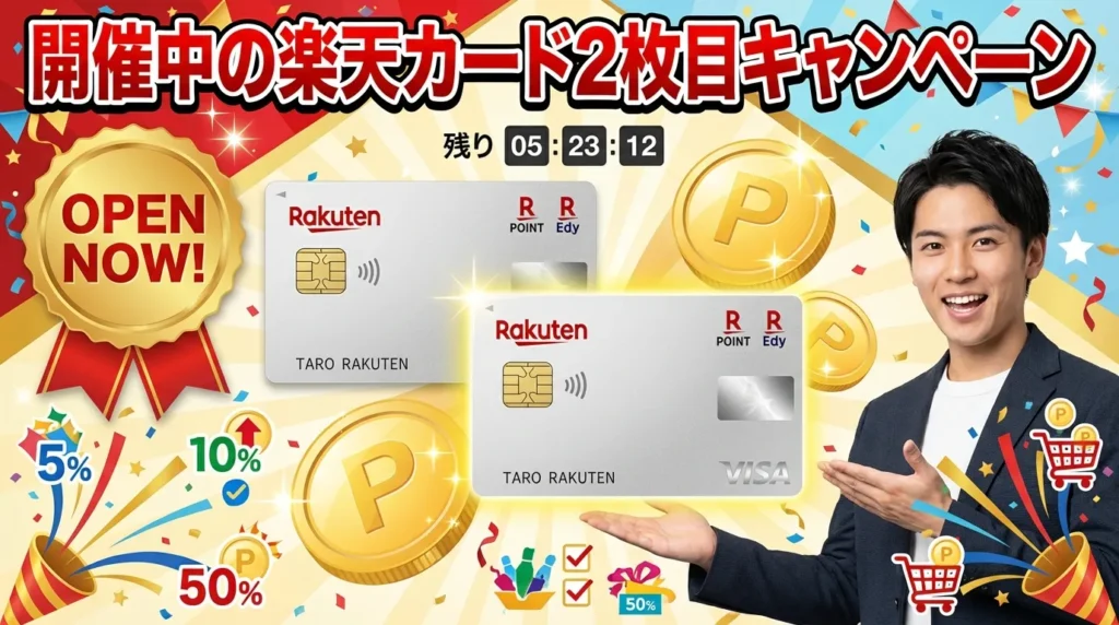 現在開催中の楽天カード2枚目キャンペーン内容